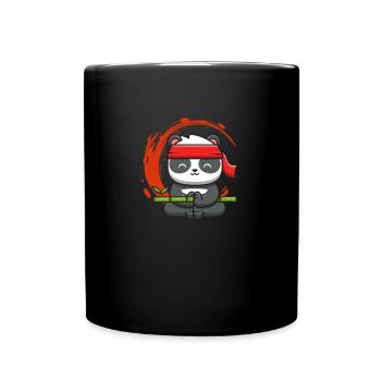 Meditierender Panda Bär Bambus Yoga - Tasse einfarbig - Schwarz - Vorne