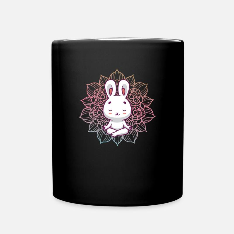 Le lièvre méditant Mandala Yoga - Mug uni - noir