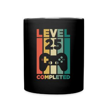 25th Birthday Gamer Level 25 Years Gift - Full Colour Mug - black - Front
