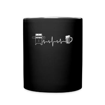 Grilling and Beer Heartbeat Grill Master BBQ Grill - Full Colour Mug - black - Front