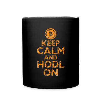 Keep Calm Hodl On Cryptocurrency Bitcoin Crypto - Full Colour Mug - black - Front