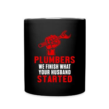 Plumbers Husband Profession Job Plumbing Pipe Gift - Full Colour Mug - black - Front