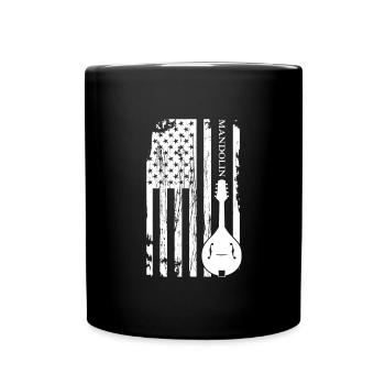 Mandolin American Flag Acoustic Music Band Gift - Full Colour Mug - black - Front