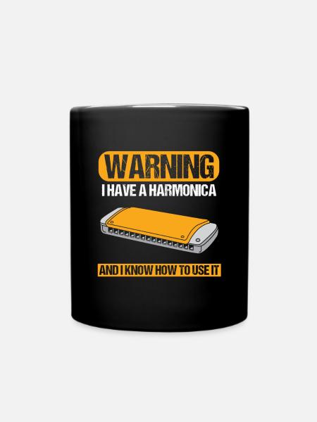 Harmonica Know How To Use It Blues Music Band Gift - Full Colour Mug - black