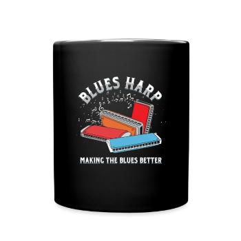 Blues Harp Harmonica Instrument Acoustic Band Gift - Full Colour Mug - black - Front