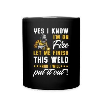 Je suis en feu Soudeur soudure soudage métal fer cadeau - Mug uni - noir - Devant