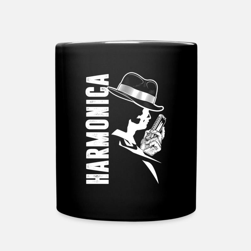 Harmonica Blues Music Sound Instrument Band Gift - Full Colour Mug - black