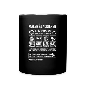 Maler Meister Lackierer Handwerker Malermeister - Tasse einfarbig - Schwarz - Vorne