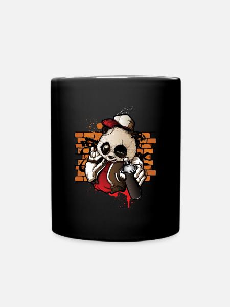 Cool Hip Hop Panda Hiphop Graffiti Peinture en aérosol - Mug uni - noir