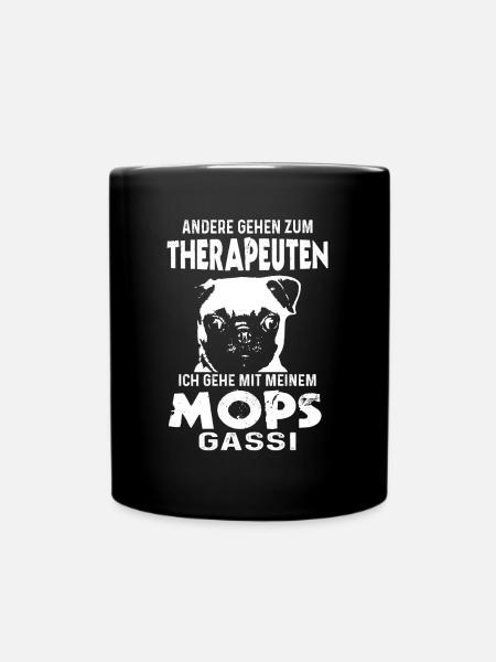 Mops Gassi Hundeliebhaber Lustig Hunde - Tasse einfarbig - Schwarz