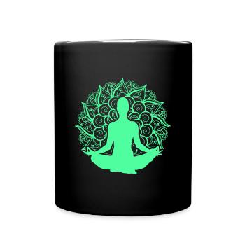 Mandala Yoga Asana Lotus Zen Nirvana Buddhism Gift - Full Colour Mug - black - Front