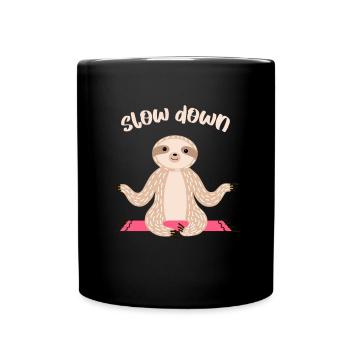 Slow Sloth Down Yoga Meditation Asana Zen Gift - Full Colour Mug - black - Front