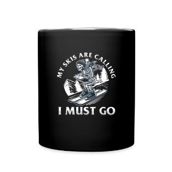 My Skis Are Calling Skier Skeleton Winter Sports - Full Colour Mug - black - Front