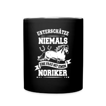 Reiterin Frau Noriker Pferd Reiten - Tasse einfarbig - Schwarz - Vorne