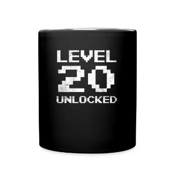 20th Birthday Level 20 Unlocked 20 Years Gamer - Full Colour Mug - black - Front