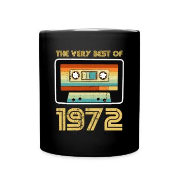 Jahrgang 1972 Retro Geburtstag Kassette - Tasse einfarbig - Schwarz - Vorne