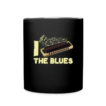 I Love The Blues Harmonica Music Instrument Gift - Full Colour Mug - black - Front