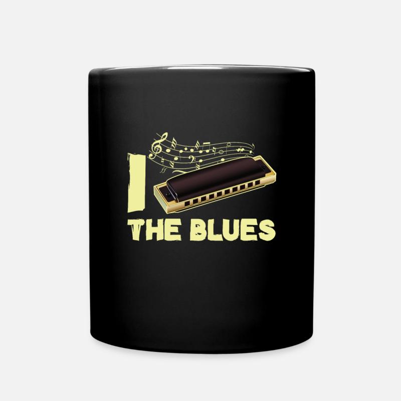 Ich liebe die Blues Harmonica Musik Instrument Geschenk - Tasse einfarbig - Schwarz
