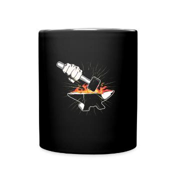 Hammer Blacksmith Anvil Forge Farrier Forging Gift - Full Colour Mug - black - Front