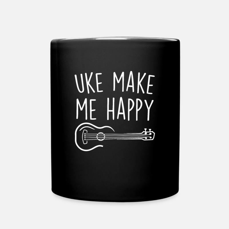 Uke Make Me Happy Ukulele Akustikgitarre Geschenk - Tasse einfarbig - Schwarz