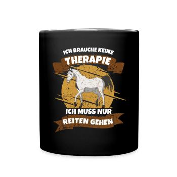 Therapie Pferde Weißes Pferd - Tasse einfarbig - Schwarz - Vorne