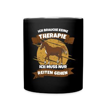 Reiter muss Reiten gehen - Tasse einfarbig - Schwarz - Vorne