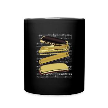 Harmonica Notes Music Sound Acoustic Blues Gift - Full Colour Mug - black - Front