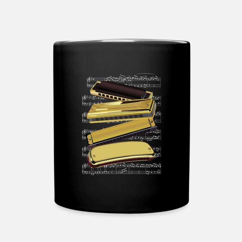 Mundharmonika Noten Musik Sound Akustik Blues Geschenk - Tasse einfarbig - Schwarz