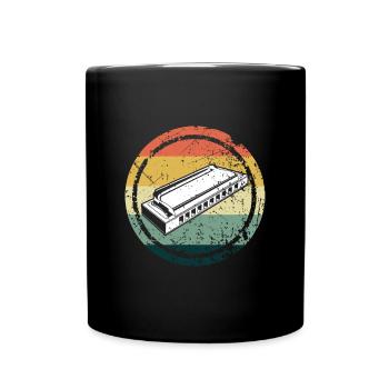 Retro Harmonica Blues Instrument Music Band Gift - Full Colour Mug - black - Front