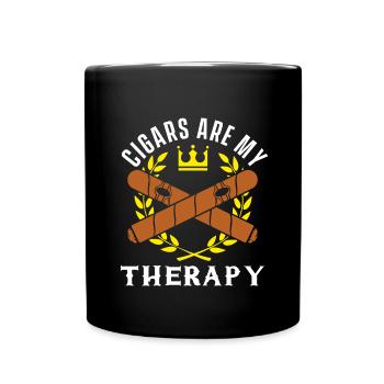 Zigarren Meine Therapie Humidor Rauch Zigarre Liebhaber Geschenk - Tasse einfarbig - Schwarz - Vorne