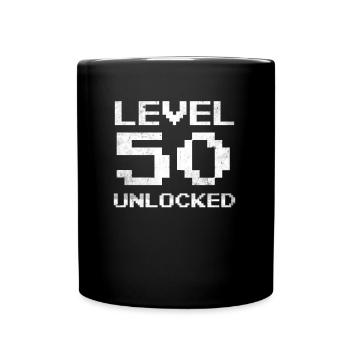 50th Birthday Level 50 Unlocked 50 Years Gamer - Full Colour Mug - black - Front