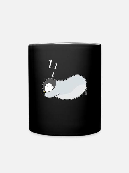 Pinguin schlafen Kaiserpinguin müde - Tasse einfarbig - Schwarz
