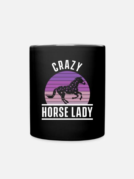Crazy Lady Horse Rétro Écurie Sport Équestre - Mug uni - noir
