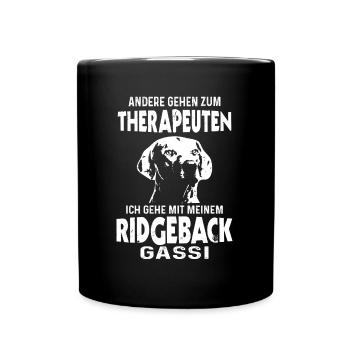 Rhodesian Ridgeback Gassi Hundeliebhaber - Tasse einfarbig - Schwarz - Vorne