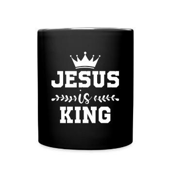 Jesus ist König Religion Katholischer Glaube Gebetsgeschenk - Tasse einfarbig - Schwarz - Vorne