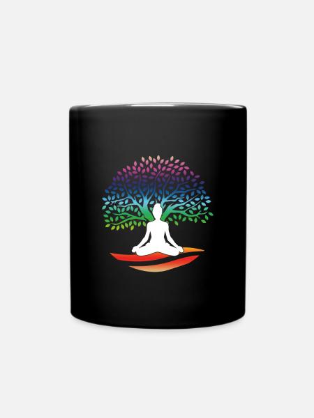 Yoga Lotus Baum Bunte Meditation Nirvana Zen - Tasse einfarbig - Schwarz