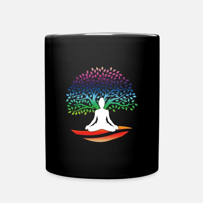 Yoga Lotus Baum Bunte Meditation Nirvana Zen - Tasse einfarbig - Schwarz