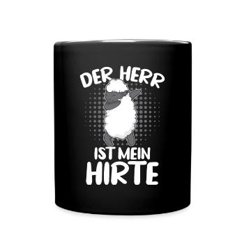 Bibelvers Schaf Glaube Christ Hirte - Tasse einfarbig - Schwarz - Vorne