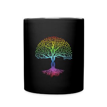 DNA Tree Colorful Meditation Yoga Zen Asana Gift - Full Colour Mug - black - Front