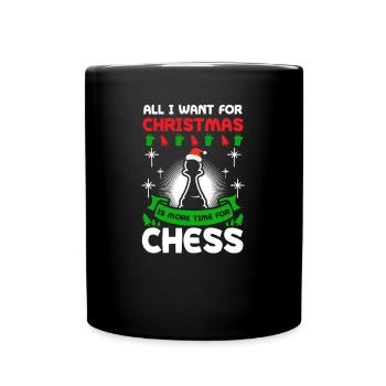 Schach Weihnachten Mehr Zeit für Schach - Tasse einfarbig - Schwarz - Vorne