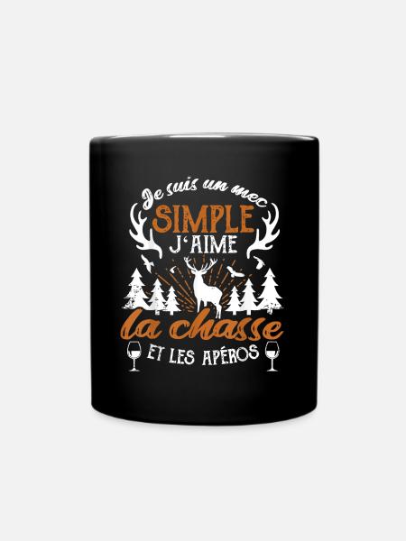 Un mec Simple J'aime la Chasse et les Apéros - Mug uni - noir