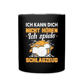 Schlagzeuger Drummer Schlagzeug spielen - Tasse einfarbig - Schwarz - Vorne