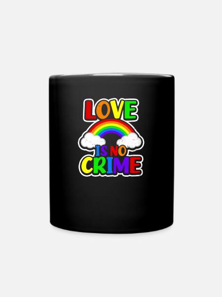 Valentinstag LGBTQ Flagge Liebe ist kein Verbrechen - Tasse einfarbig - Schwarz