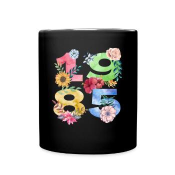 Né en 1985 Birthday Flower Design pour femmes - Mug uni - noir - Devant