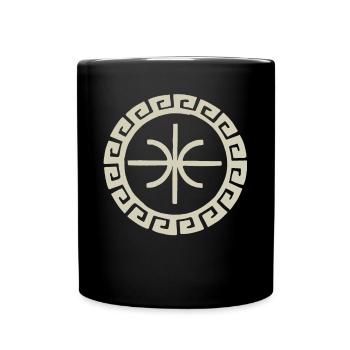 Delphic Epsilon - Antikes griechisches Symboldesign - Tasse einfarbig - Schwarz - Vorne