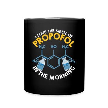 J’adore l’odeur du propofol le matin - Mug uni - noir - Devant
