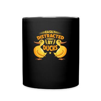 Facilement distrait par les canards Canards Amateurs de canards - Mug uni - noir - Devant