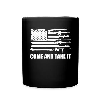 USA Gun Flag, Come and Take It, 2nd Amendment, - Full Colour Mug - black - Front