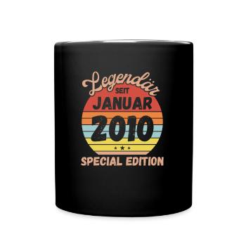 Januar 2010 - Geburtstag im Januar - Tasse einfarbig - Schwarz - Vorne