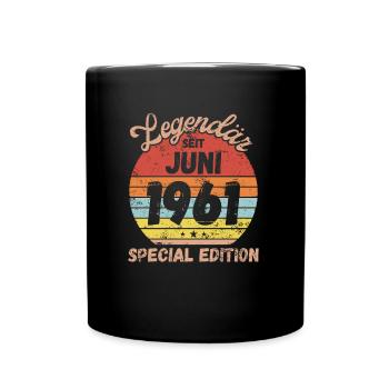 Juni 1961 - Geburtstag im Juni - Tasse einfarbig - Schwarz - Vorne